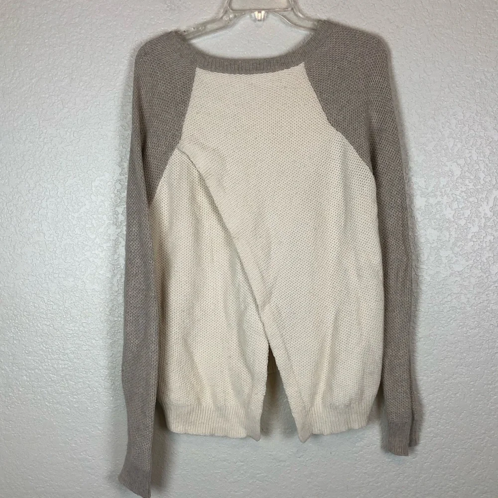 Madewell Province Cross Split Back Color Block Crossback Knit Sweater Medium